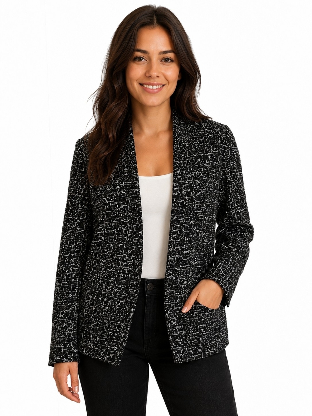 Rachel Rachel RoyBlack & White Tweed Hook Blazer Women's Size 2X Business Office